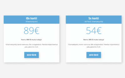 Kertakortit satunnaisille treenaajille tarjoushintaan!